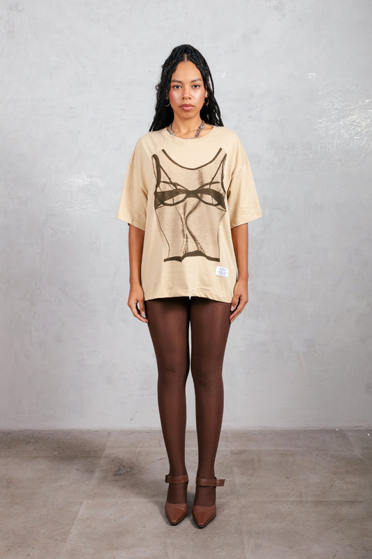 T-SHIRT OVERSIZE COPA BEIGE