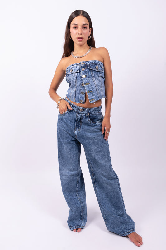 DENIM WIDE LEG CLASSIC BLUE